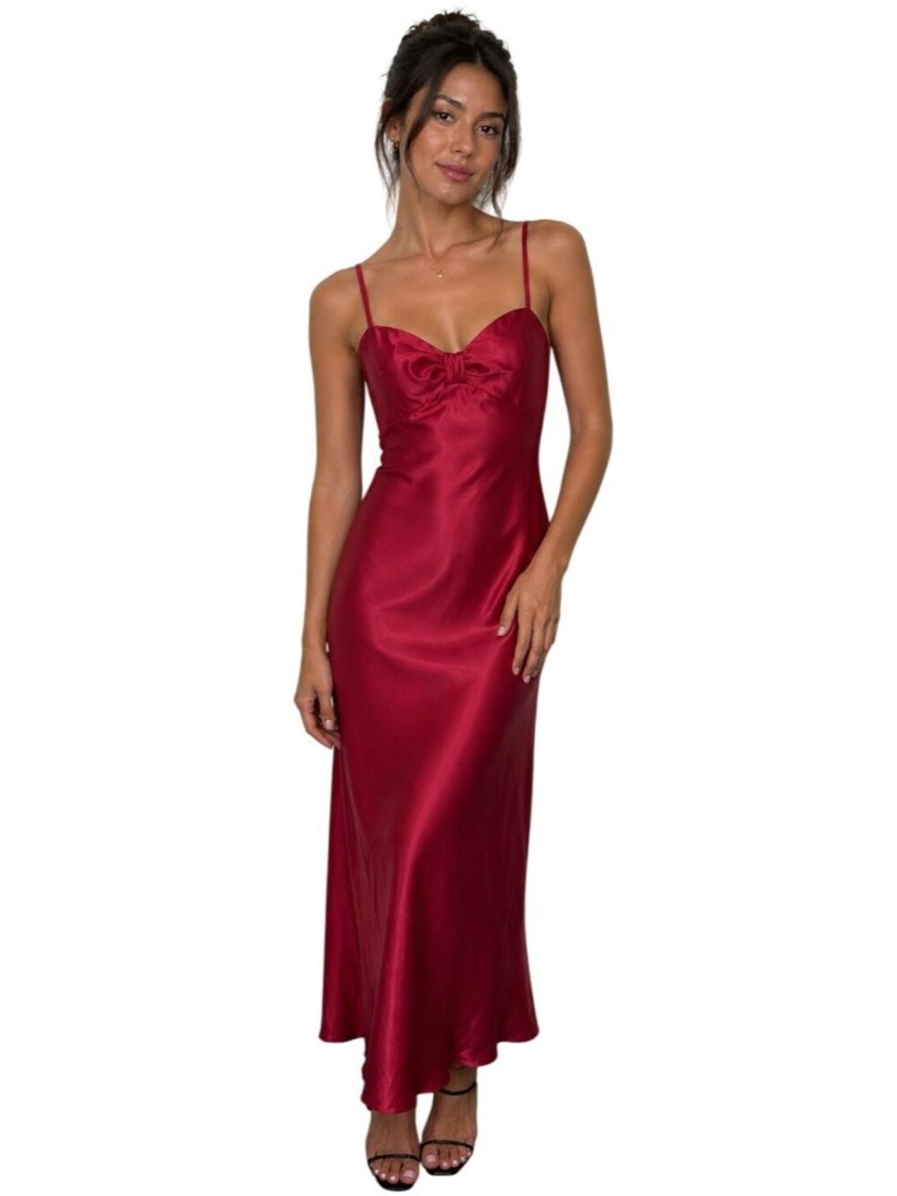 Vtg Jessica McClintock Gunne Sax Sz 5 Red Satin Formal Evening Dress Romantic